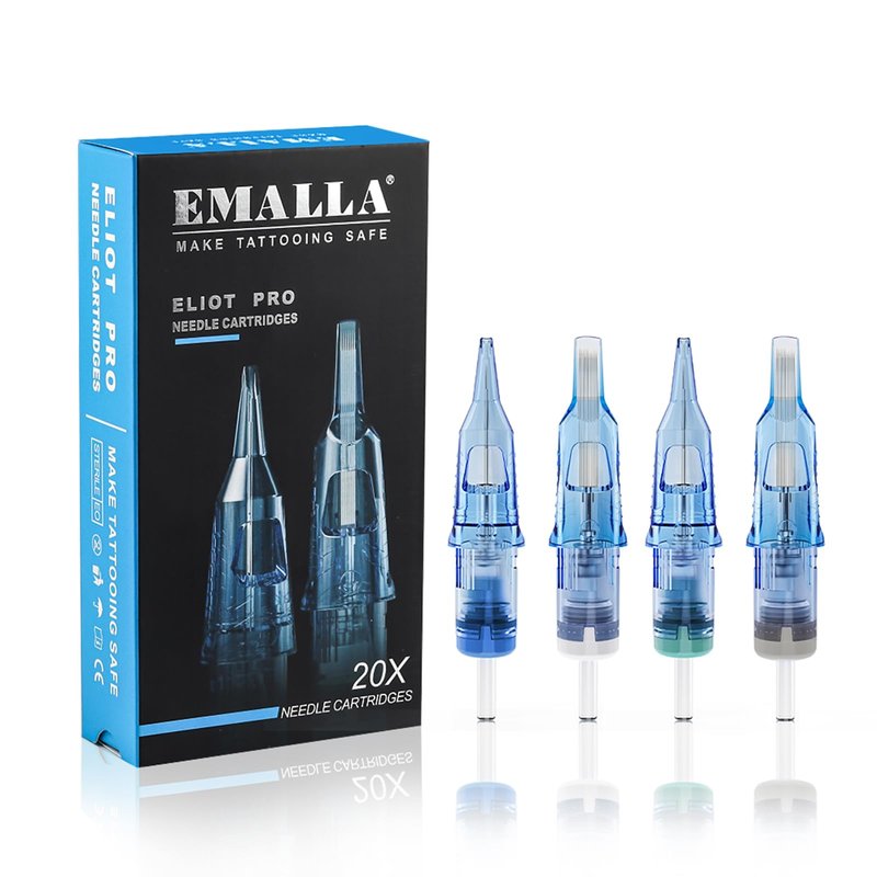 Emalla Tattoo Cartridge Needles - 20Pcs ELIOT Pro Tattoo Needles Round Liner 1007RLL Standard Tattoo Cartridges 0.30mm for Machine Artists Tattoo Supplies