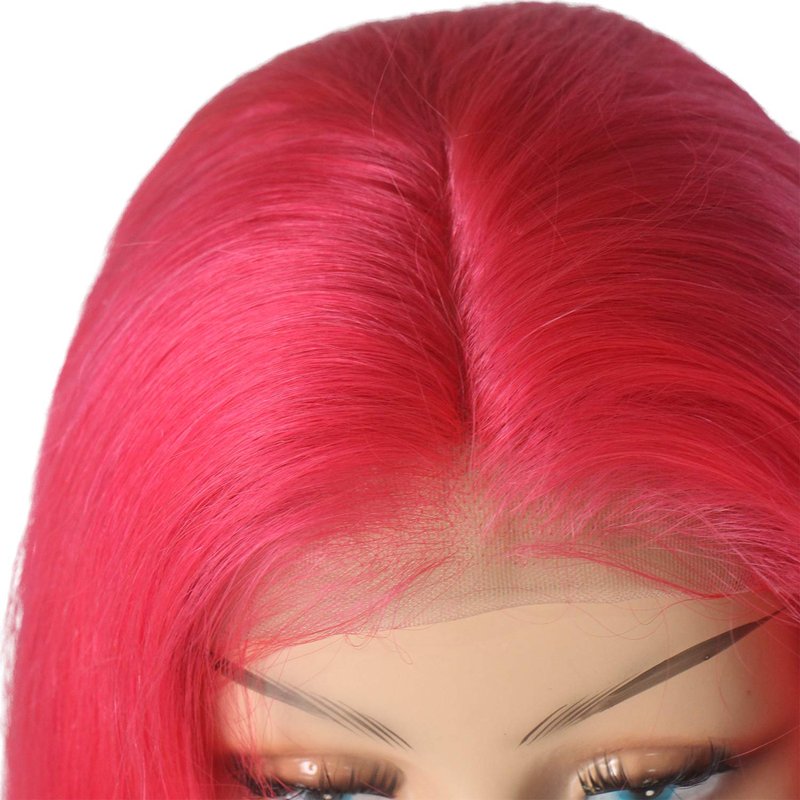 Hot Pink Bob Wig - 8-Inch Straight Human Hair Lace Front | Pre-Plucked with Baby Hair for Black Women