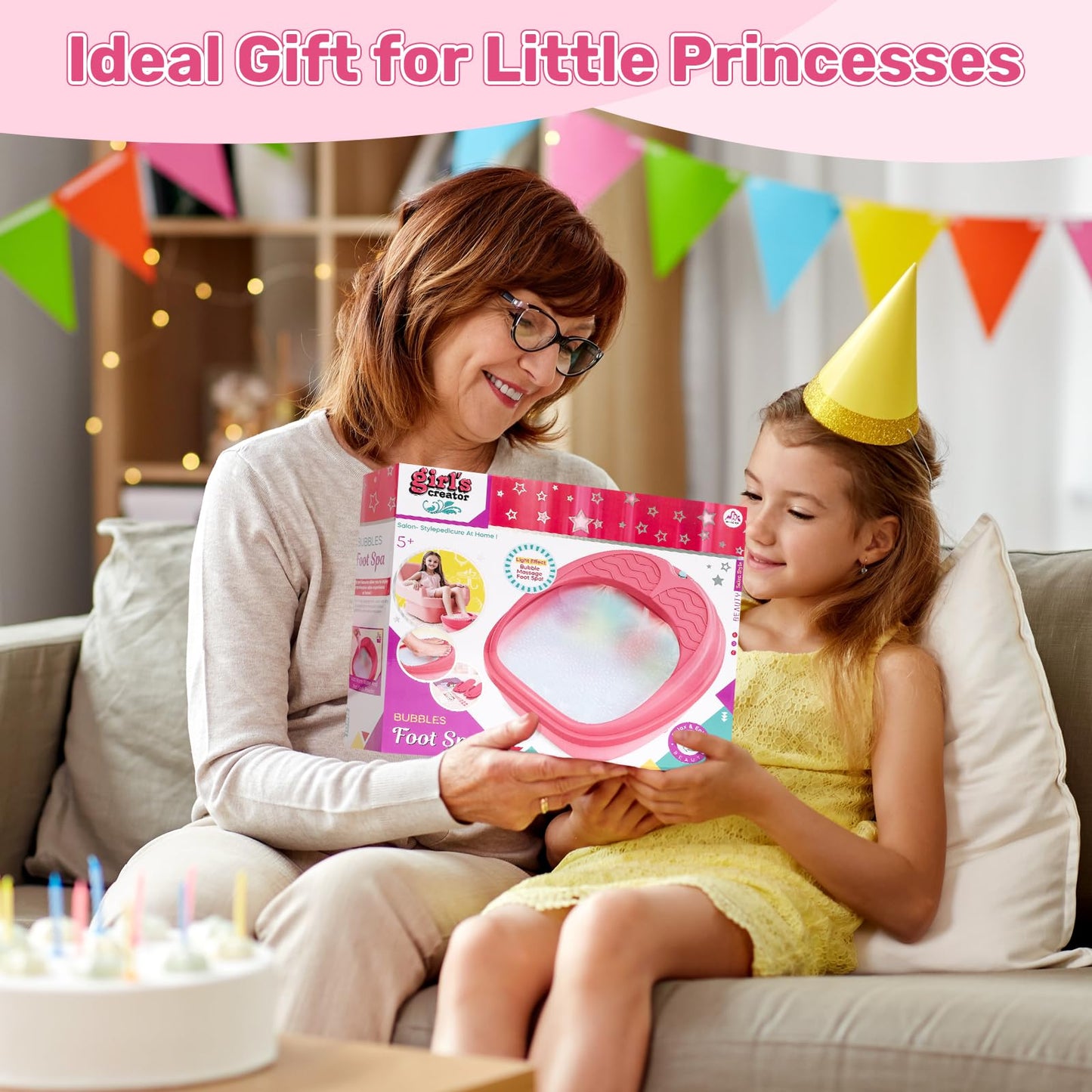 Kids Foot Spa Kit - Kids Spa Day Kit for Girls 4-12 Years. - Pedicure Foot Spa, Girls Spa Set Nails Art Salon Girl Stuff - Parties & Christmas Birthday Gifts for 7 8 9 10-12 Year Old Girl Gifts