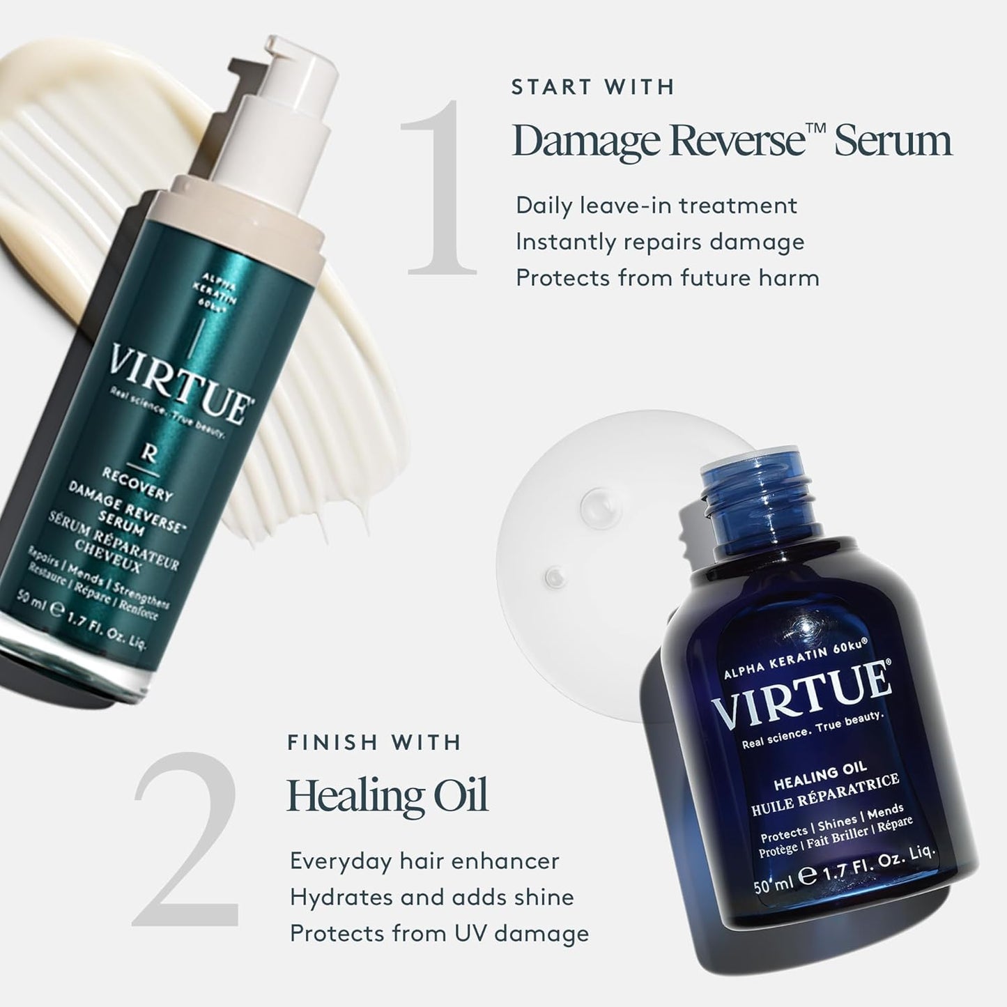 VIRTUE Healing Oil - Nourishing Hair Treatment | 1.7 Fl Oz for Smooth, Healthy Hair