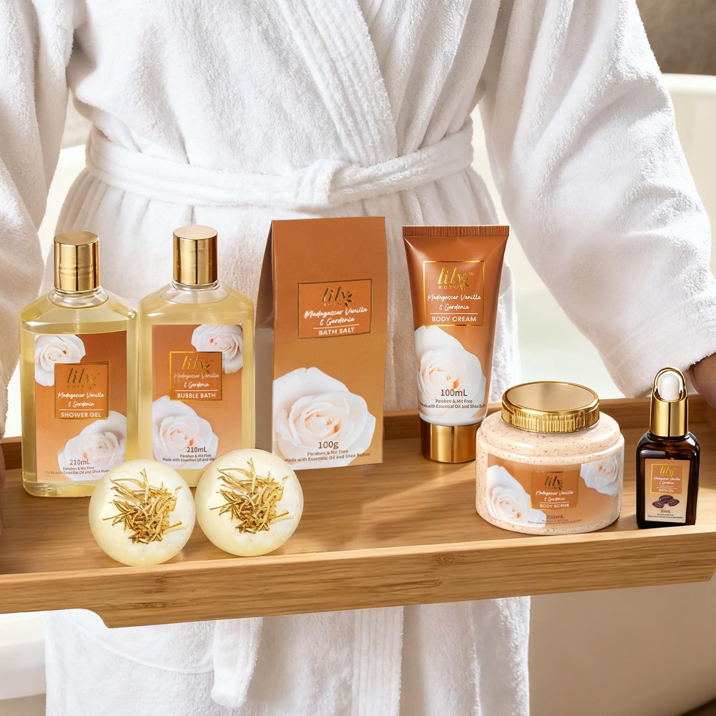 Gifts for Women, Birthday Gift, Spa Gift Basket for Women - 10-Piece Vanilla Bath and Body Gift Set for Women, Mothers Day Gift Basket for Mom, Spa Kit, Self Care | Gifts for Valentines Day, Christmas
