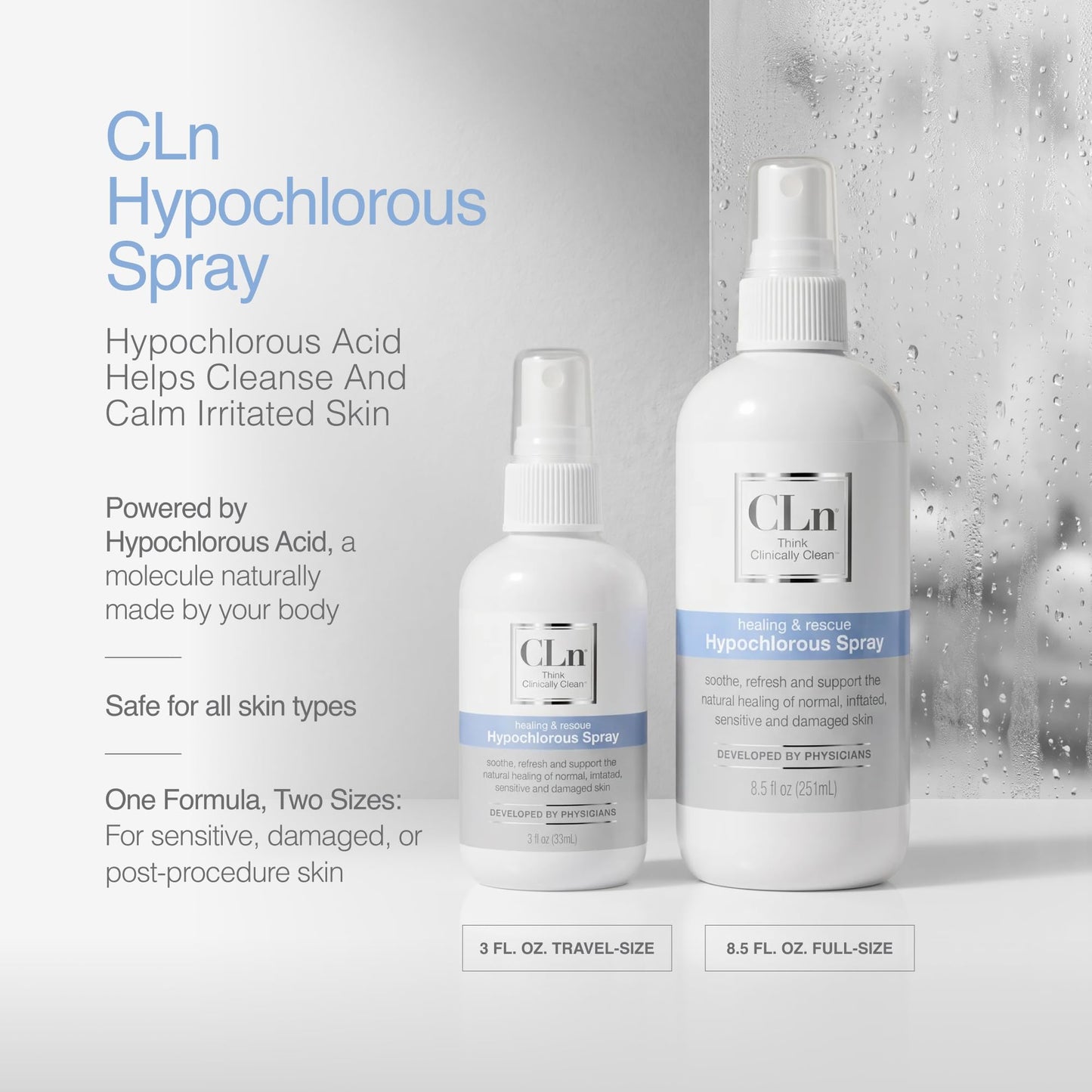 CLn® Hypochlorous Spray - Daily Cleansing Spray to Manage Minor Skin Cuts and Lacerations Without Alcohol, Antibiotics, Steroids or Fragrance, 3 fl. oz.