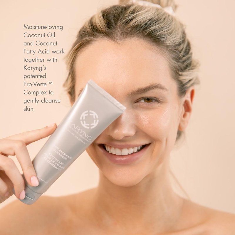 Karyng Replenishing Cleanser, Gentle Hydrating Face Wash with Coconut Oil, Soothing Daily Facial Cleanser for Dry, Sensitive and Mature Skin, Fragrance Free, 3.4 oz