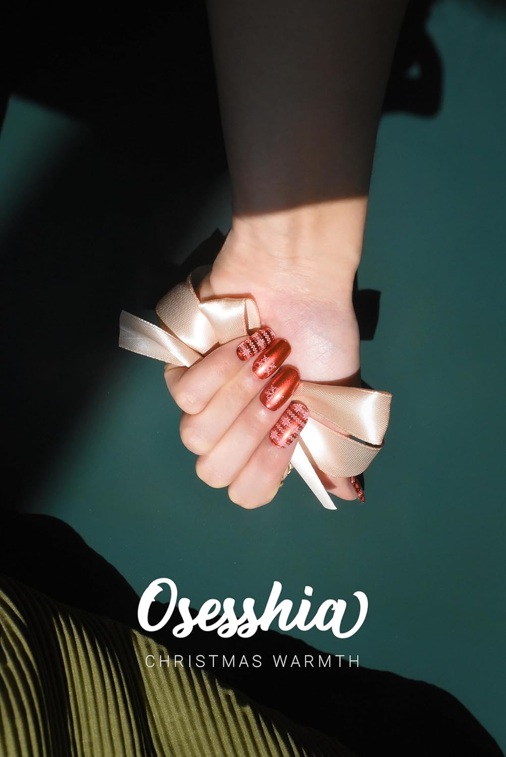 Semi Cured Gel Nail Strip Starter Kit - 60 Nail Stickers, UV Lamp & Tools for Salon Quality Christmas Nails