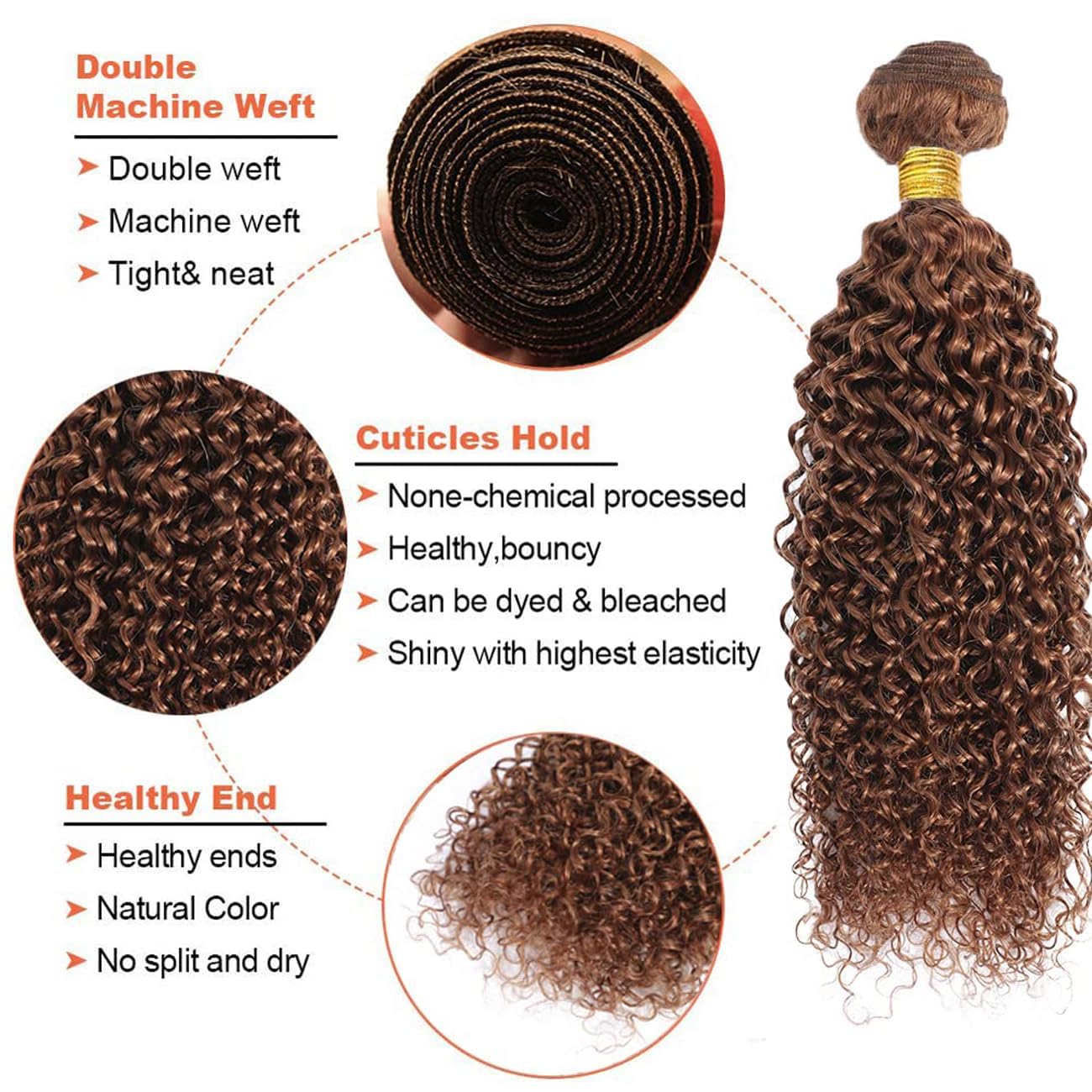 Wahairse Human Hair Bundles 14 16 18 Inch Jerry Curly 30 Color Human Hair Unprocessed Brazilian Virgin 3 Bundles Quick Weave Human Hair Extensions 300g (30# Jerry Curly, 14 16 18)