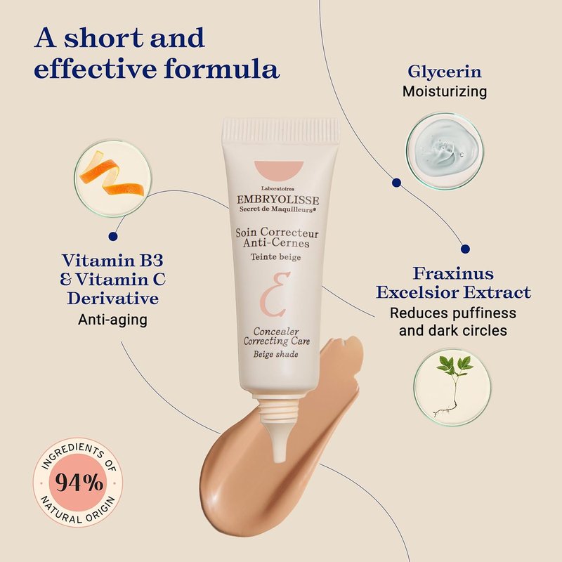 Embryolisse Concealer - Hydrating Under Eye Makeup for Dark Circles & Puffiness | 0.27 fl oz
