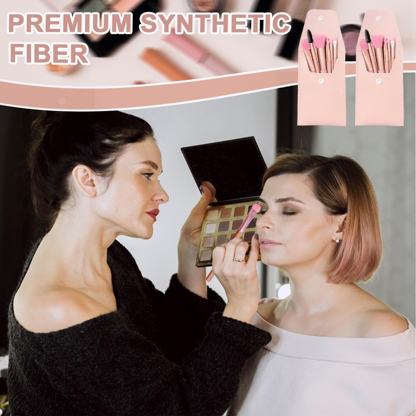 20 Sets Makeup Brush Set Bulk Brushes Bag Mini Face Make up Brushes Brushes Bag for Makeup Party Favors Wedding Bridal Shower Favors Bridesmaid Gift Bachelorette Party Gift (Ivory Beige)