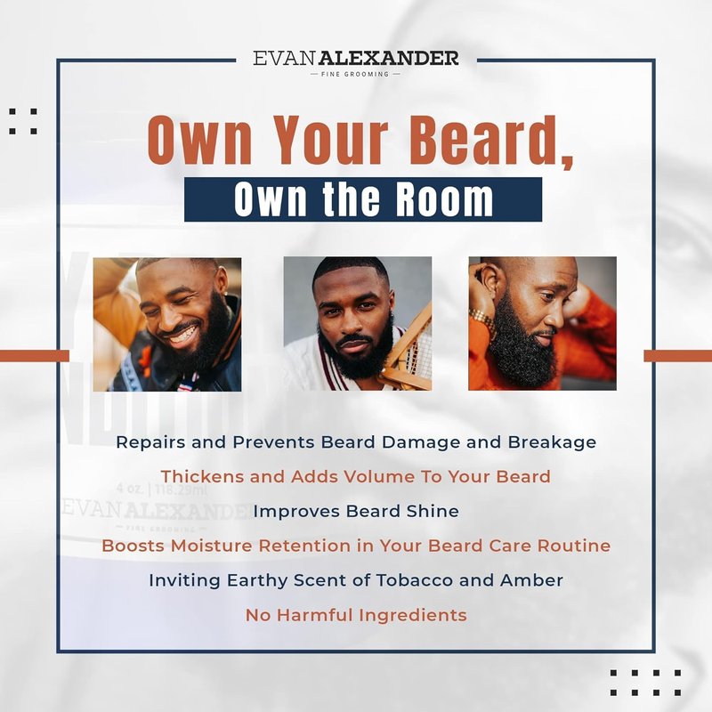 Evan Alexander Grooming MY Beard Conditioner for Men - 4 oz | Smoothens Frizzy Beards, Repairs Damage, Enhance Shine & Boosts Moisture Retention