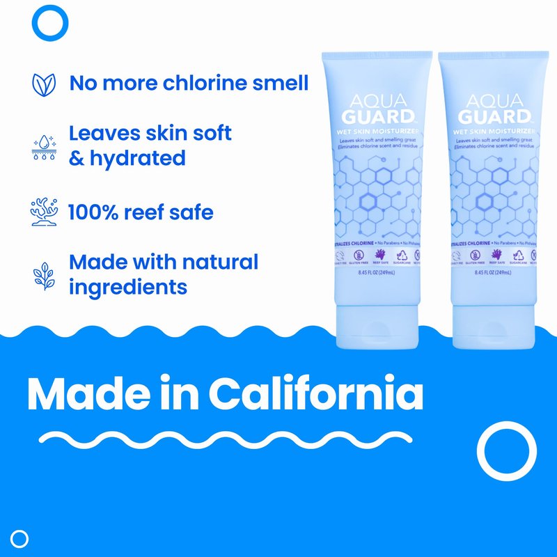 AQUA GUARD After-Swim Wet Skin Moisturizer | Leaves Skin Soft+Neutralizes Chlorine Scent & Residue | In-Shower Lotion | Saves time | Apply to wet skin then towel off | Fast Absorbing (2-Pack)