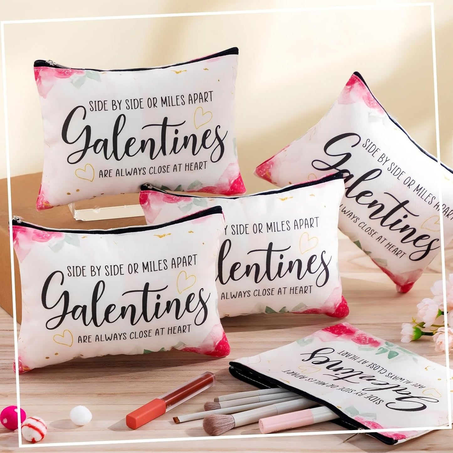 **Reginary Galentine's Day Makeup Bag Set - 6 Pcs Gift for Friends | Perfect for Women, Sisters, and Appreciation**