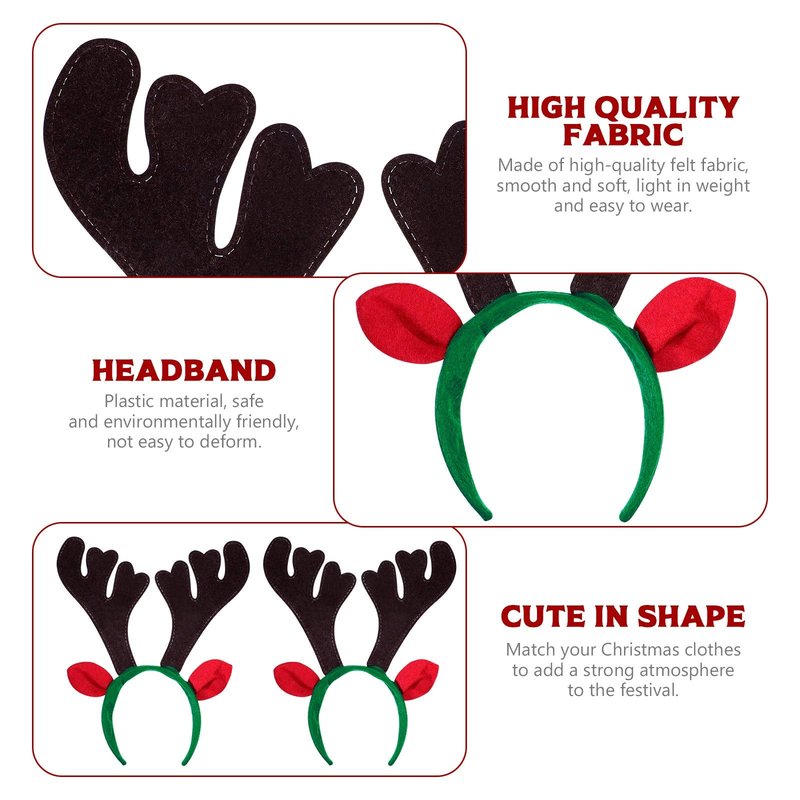 Lurrose 6Pcs Christmas Headbands Reindeer Antlers Hair Hoops Reindeer Ears Headbands Festival Headdress Hair Band for Adults
