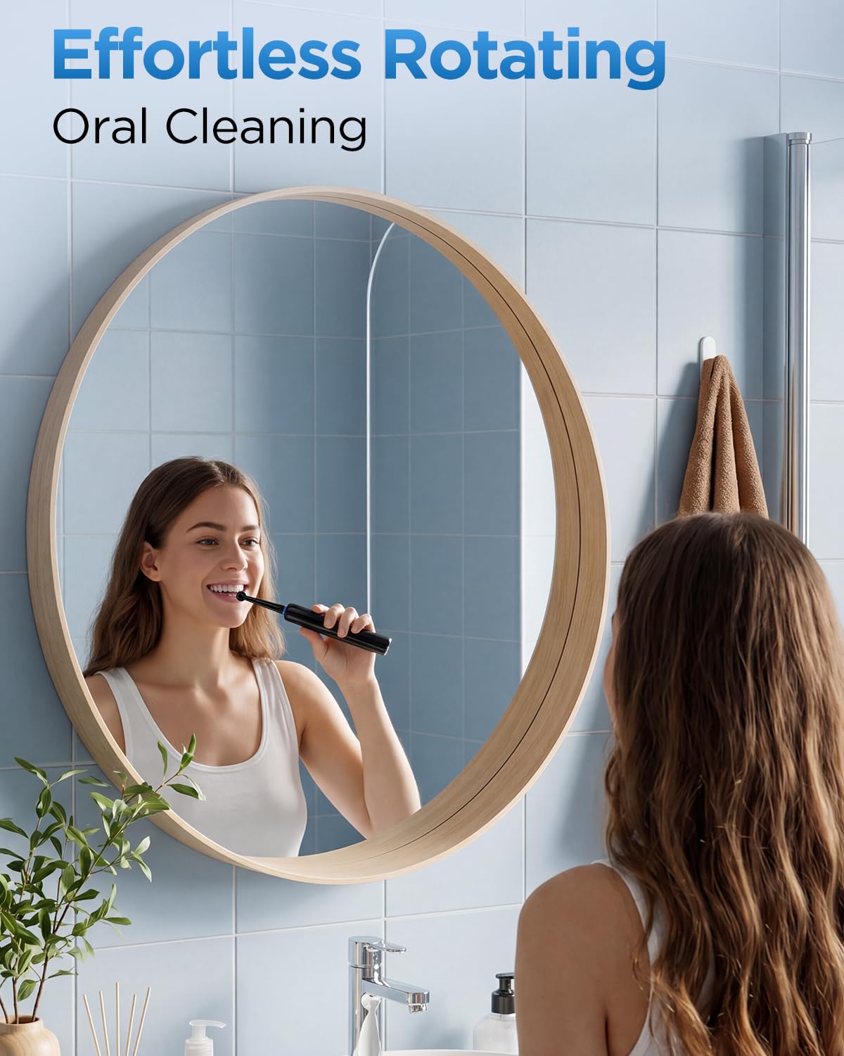Rtauys Rotating Electric Toothbrush for Adults with 8 Brush Heads (2 Types), 5 Modes Rechargeable Power Toothbrush with Travel Case and 2 Minute Smrte Timer