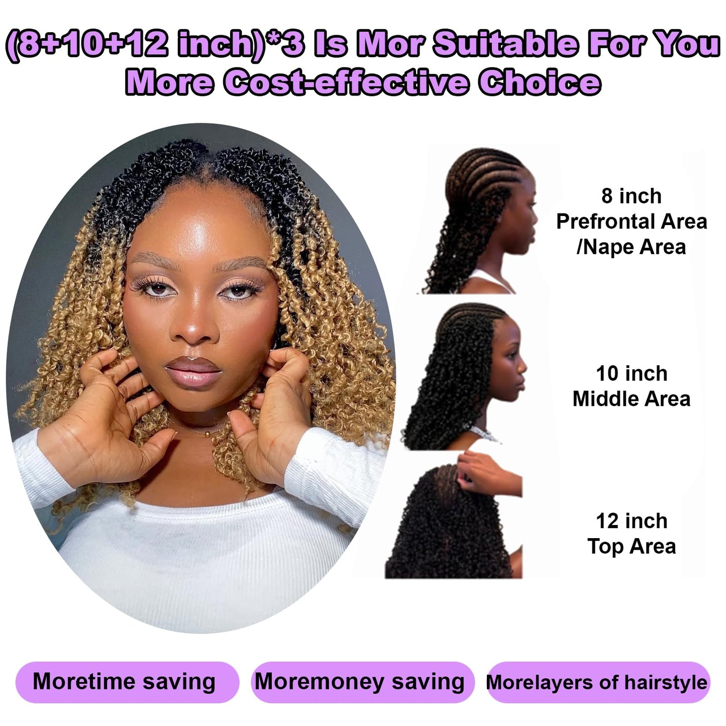 9 packs Yanky Twist Crochet Hair - (8+10+12inch)*3,Ombre Blonde,Pre-Looped Yankee Twist Mini Passion Twist,Pre-Twisted Micro Spring Twist,Synthetic Curly Crochet Hair Extensions（OT1B/27#）