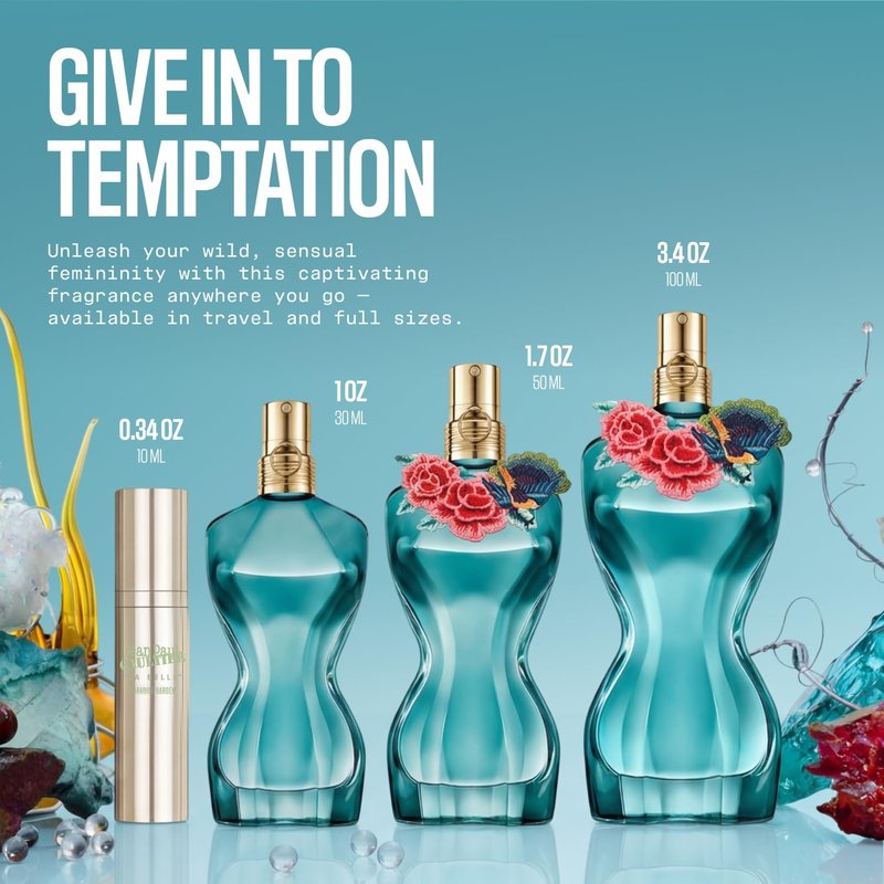 Jean Paul Gaultier La Belle Paradise Garden Eau de Parfum for Women - Long Lasting Floral Amber Womens Perfume with Blue Water Lily, Iris & Vanilla - Designer Fragrance Spray, 1.7 oz