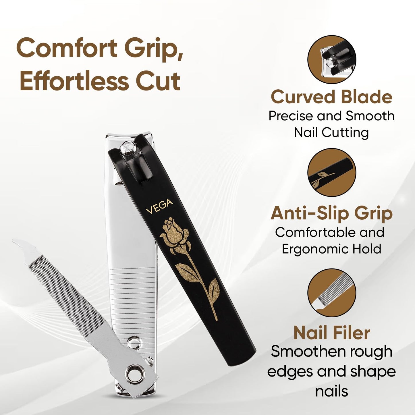 Vega Large Nail Clipper - Black 1 Pcs by Vega Product