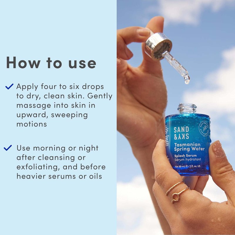 Sand & Sky Hyaluronic Acid Serum for Face - Hydrating Serum with Probiotics & Fermented Sea Kelp, Fine Line Reducing Face Serum, Plumps Skin & Smooths Wrinkles, 1 fl oz
