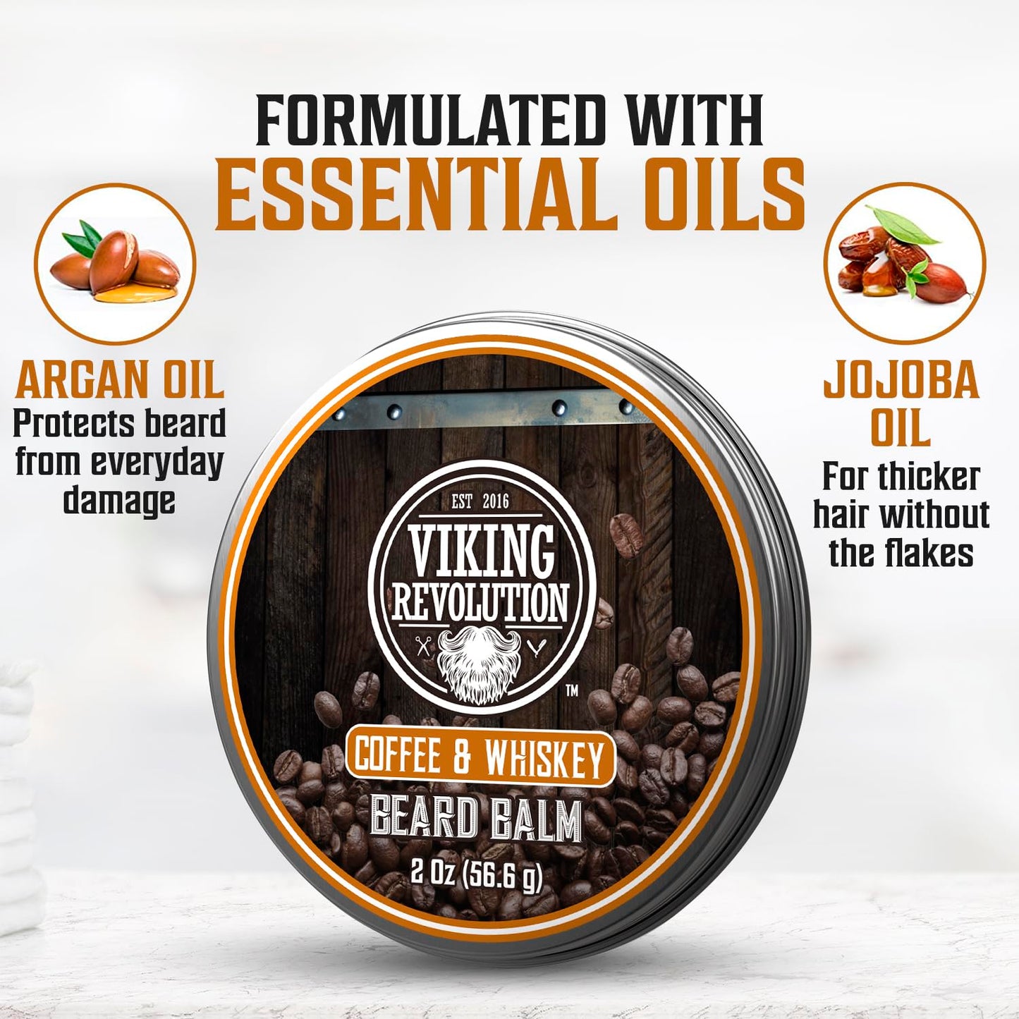 Viking Revolution - Ultimate Beard Kit Coffee and Whiskey - Beard Grooming Kit for Men with Beard Brush, Beard Comb, Beard Balm, Beard Oil, Beard and Moustache Scissors - Husband Gifts for Men