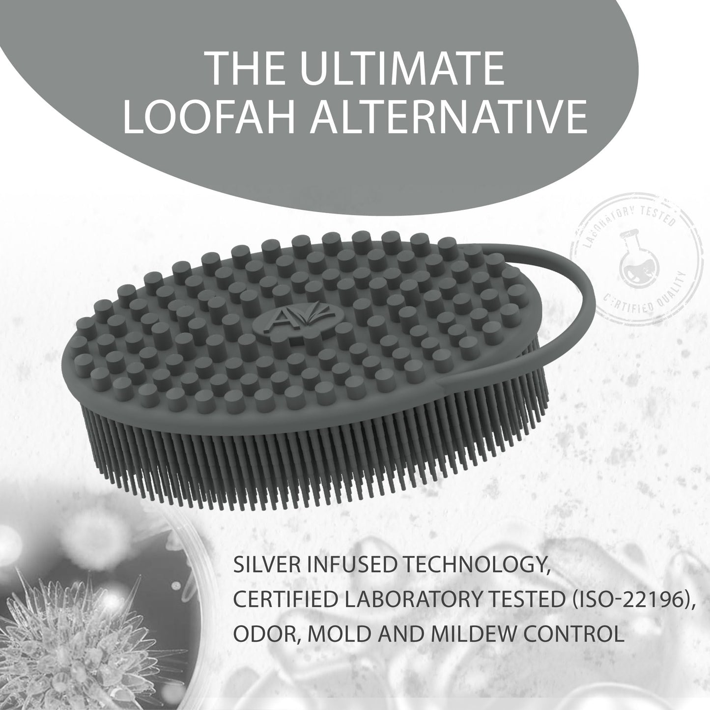 Avilana Silver-Infused Dark Gray and Marble Silicone Body Scrubber Bundle - Sleek Elegance Dual-Tone Set