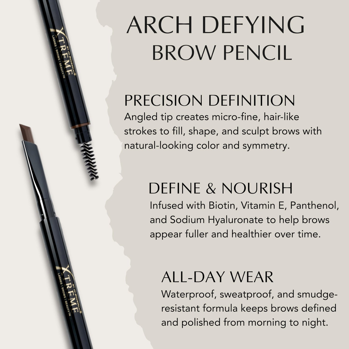 Xtreme Lashes Arch Defining Brow Pencil, Medium Brown, Waterproof, Smudge-Proof, Long-Lasting Makeup, Vegan, Angled Tip Eyebrow Pencil with Spoolie Brush
