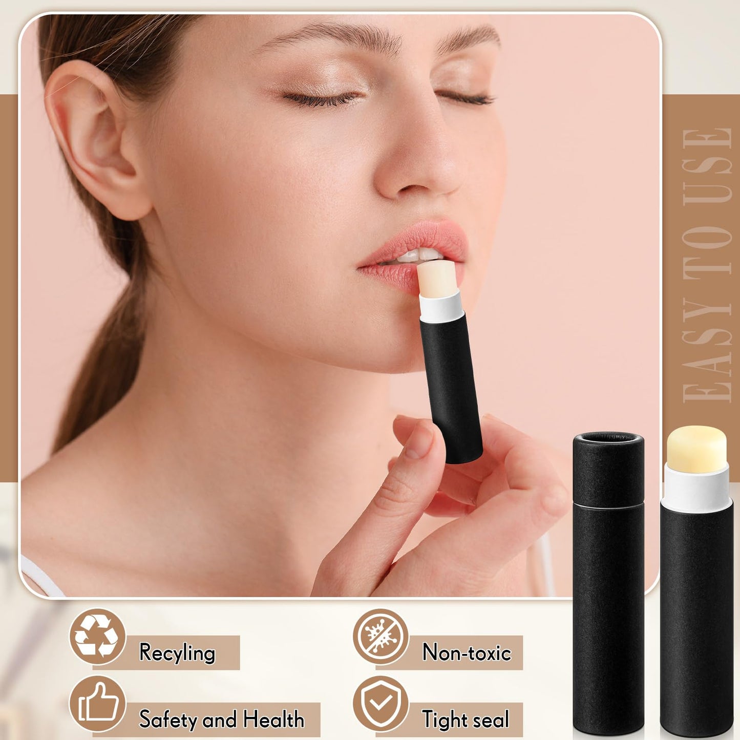 Fuyoooo 50 Pcs 5g Paperboard Lip Balm Tubes Empty Cardboard Lipstick Tubes Deodorant Sticks Empty Refillable Gloss Perfume Container for DIY for Lipstick, Gloss, Deodorant, Solid Perfume, Black