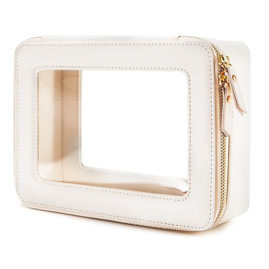 Aveniee Clear Makeup Bag Organizer,Large Travel Toiletry Bag for Women, Waterproof Cosmetic Pouch with Zippers,Car Organizers and Storage Case for Accessories,White
