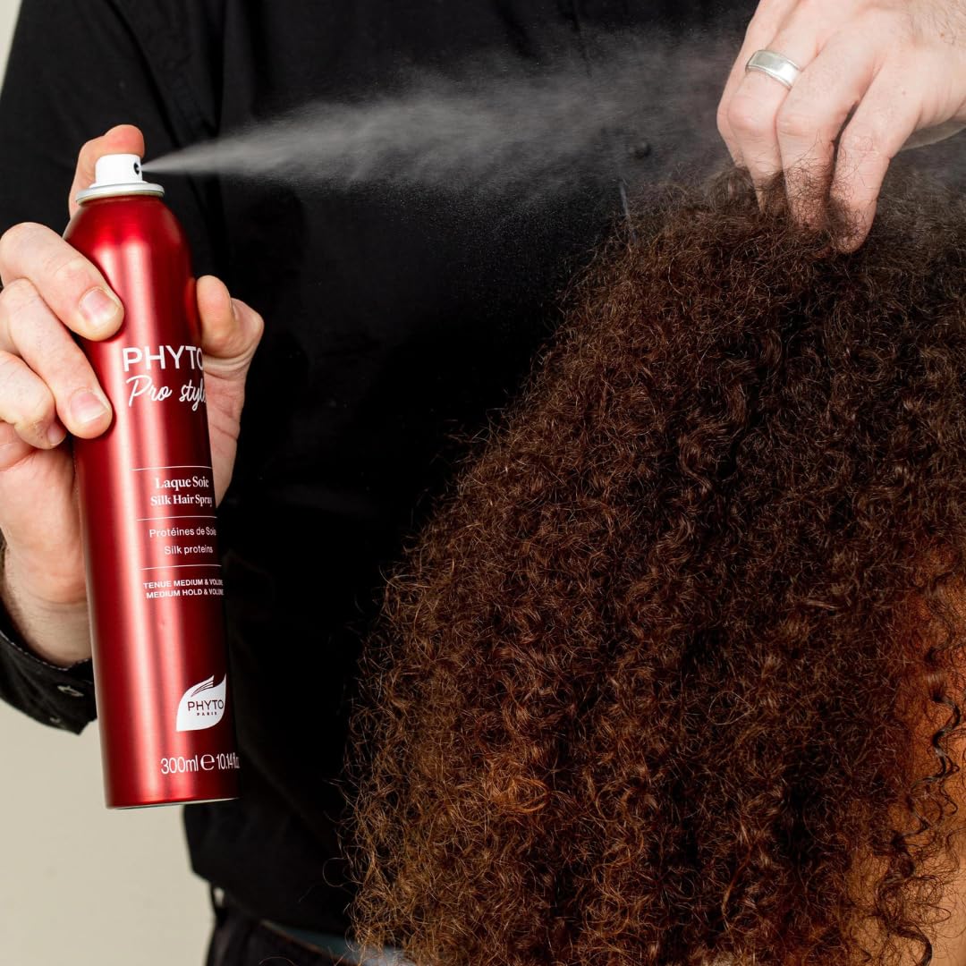 PHYTO Phytolaque Soie Hairspray - Medium Hold & Volume | Silk Protein Finishing Spray for Shine & Frizz Control | Unscented | All Hair Types | Made in France | 10.14 fl oz (300 ml)