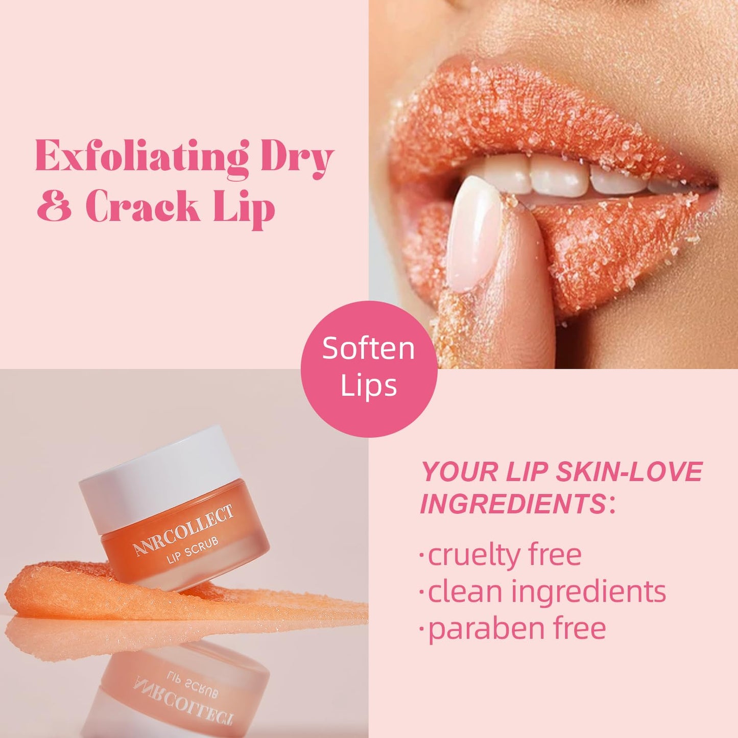 ANRCOLLECT 4-Pack Lip Scrub and Lip Mask Set