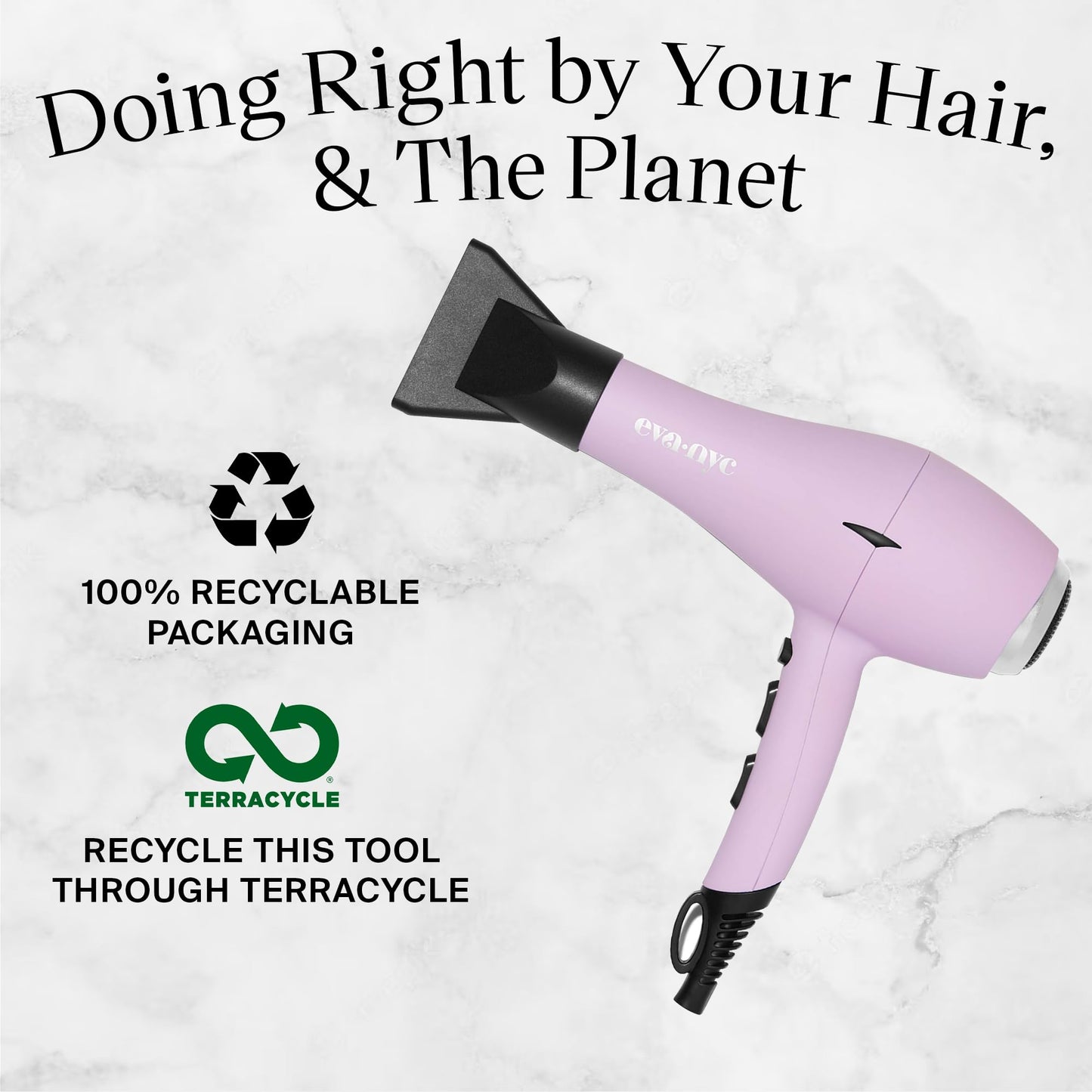 Eva NYC Healthy Heat Pro-Lite Dryer, Styling Hair Dryer, Lightweight Blow Dryer w/Far-Infrared, 2-Speed & 3-Heat Blowdryers for Hair, Hair Dryer with Diffuser & Concentrator, Lavender