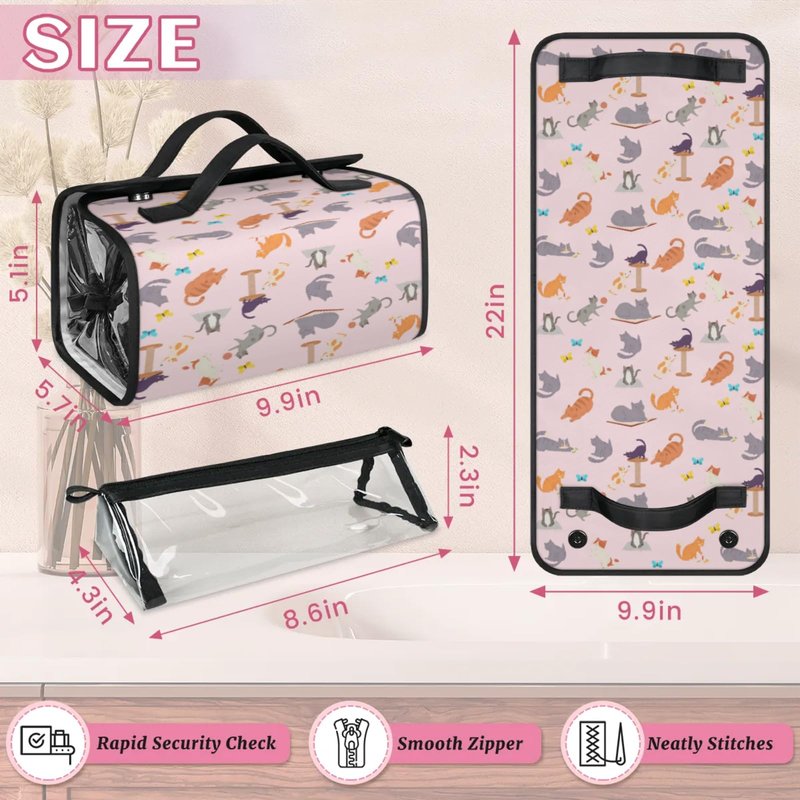 Hanging Roll Up Makeup Bag, Cosmetic Bag for Women, Watercolor Flower Travel Folding Toiletry Bag with 4 Removable Compartments, for Storing Cosmetics, Toiletries, Personal Care Products