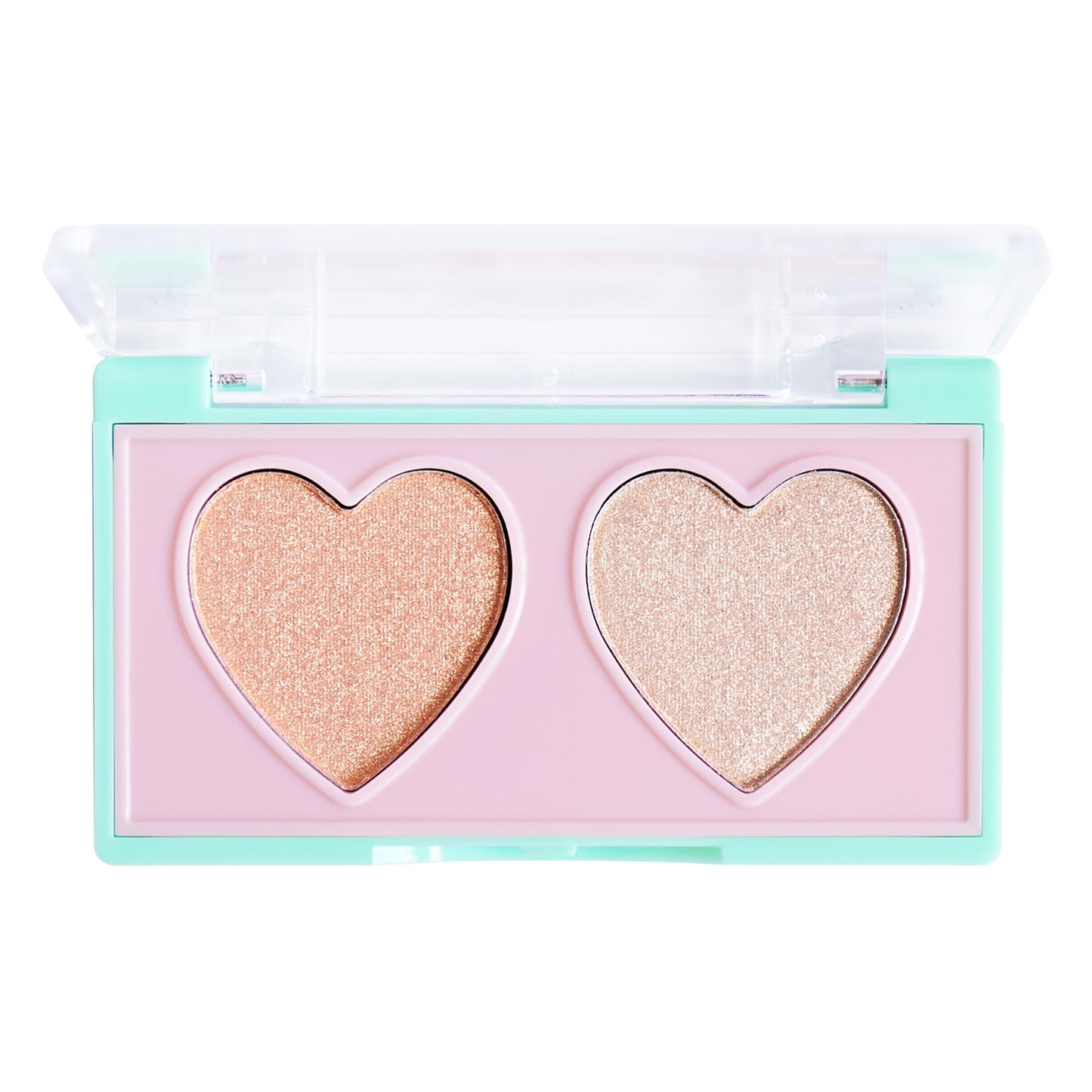 KimChiChic Beauty Spinning Hearts Duo Eyeshadow, Matte, Shimmer & Frost Finish, Blendable, Highly Pigmented Two-Color Palette, Cruelty-Free, Peach Caramel