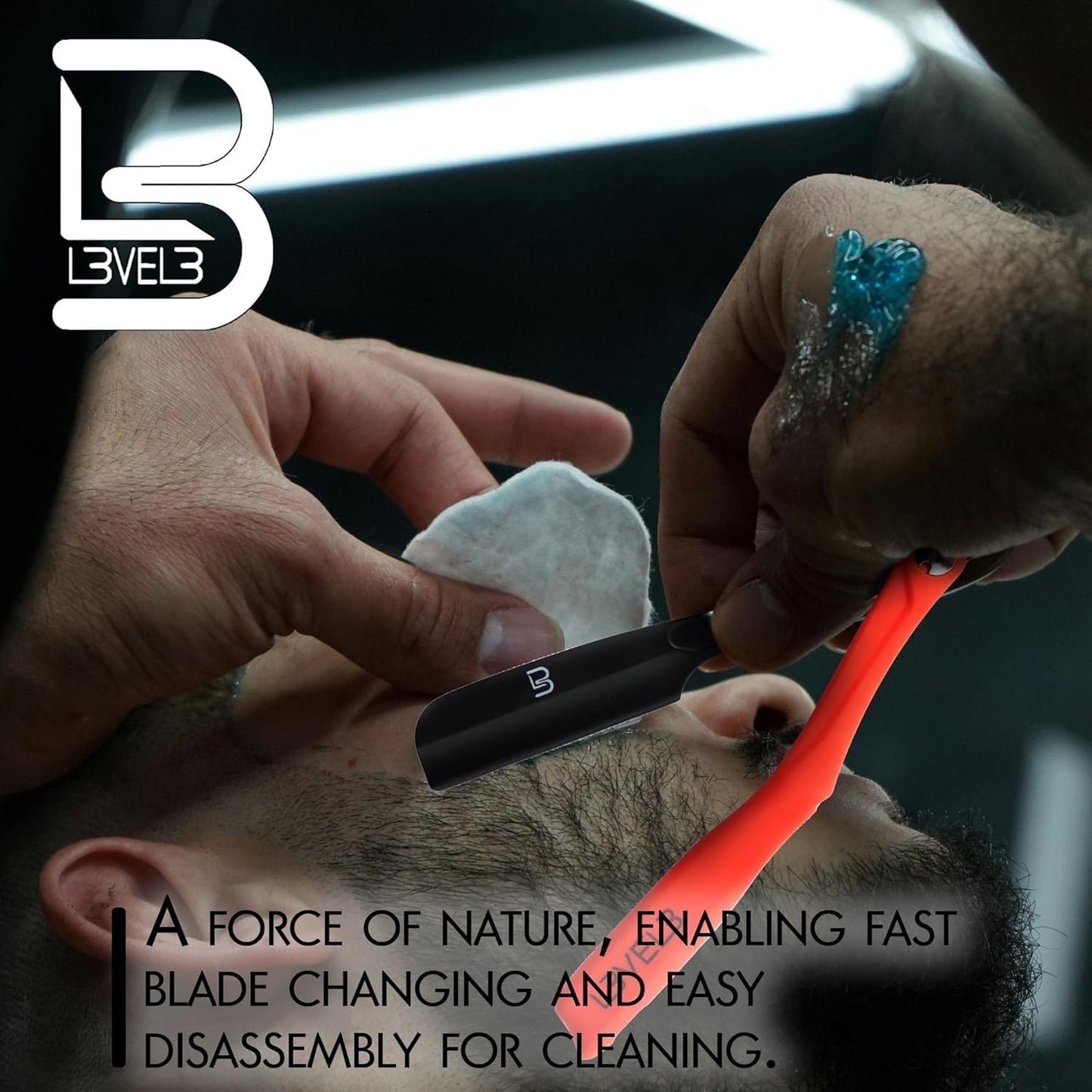 L3 Milly Razor - Fast and East to Assemble - Excellent Grip and Control - Straight Razor Holder- Level Three Razor Holder Black
