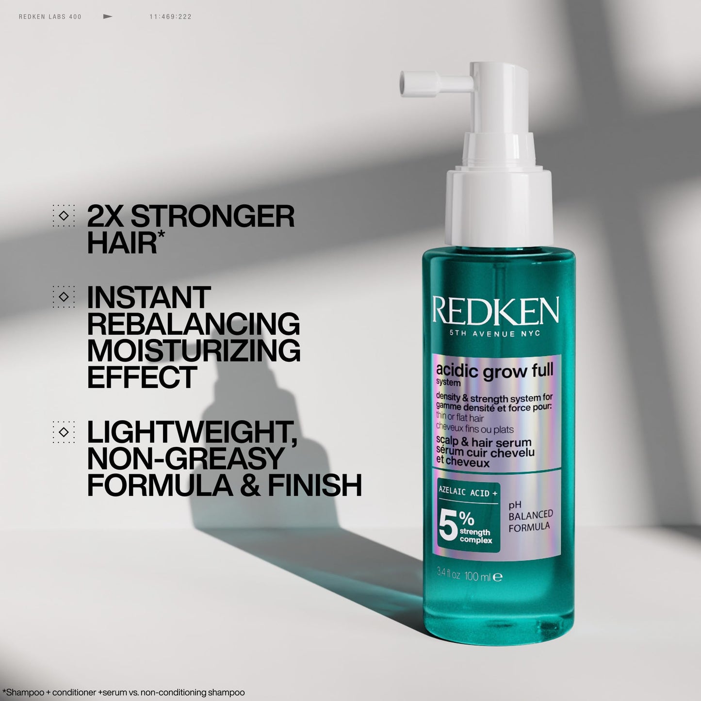 Redken Acidic Grow Full System Scalp & Hair Serum - Lightweight Leave-In Treatment for Rebalanced, Healthy-Looking Scalp and Fuller, Thicker Hair, With Azelaic Acid, 1.5 Fl Oz