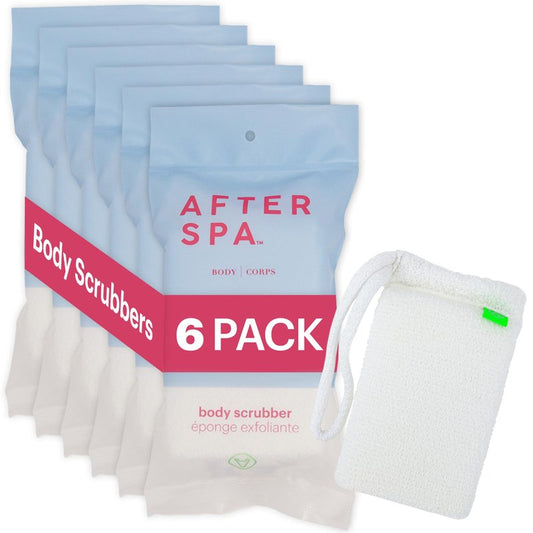 Bath Scrubber for Body by Afterspa, Shower Brush, Back Loofah, Body Exfoliator, Vegan and Cruelty Free (Pack of 6)