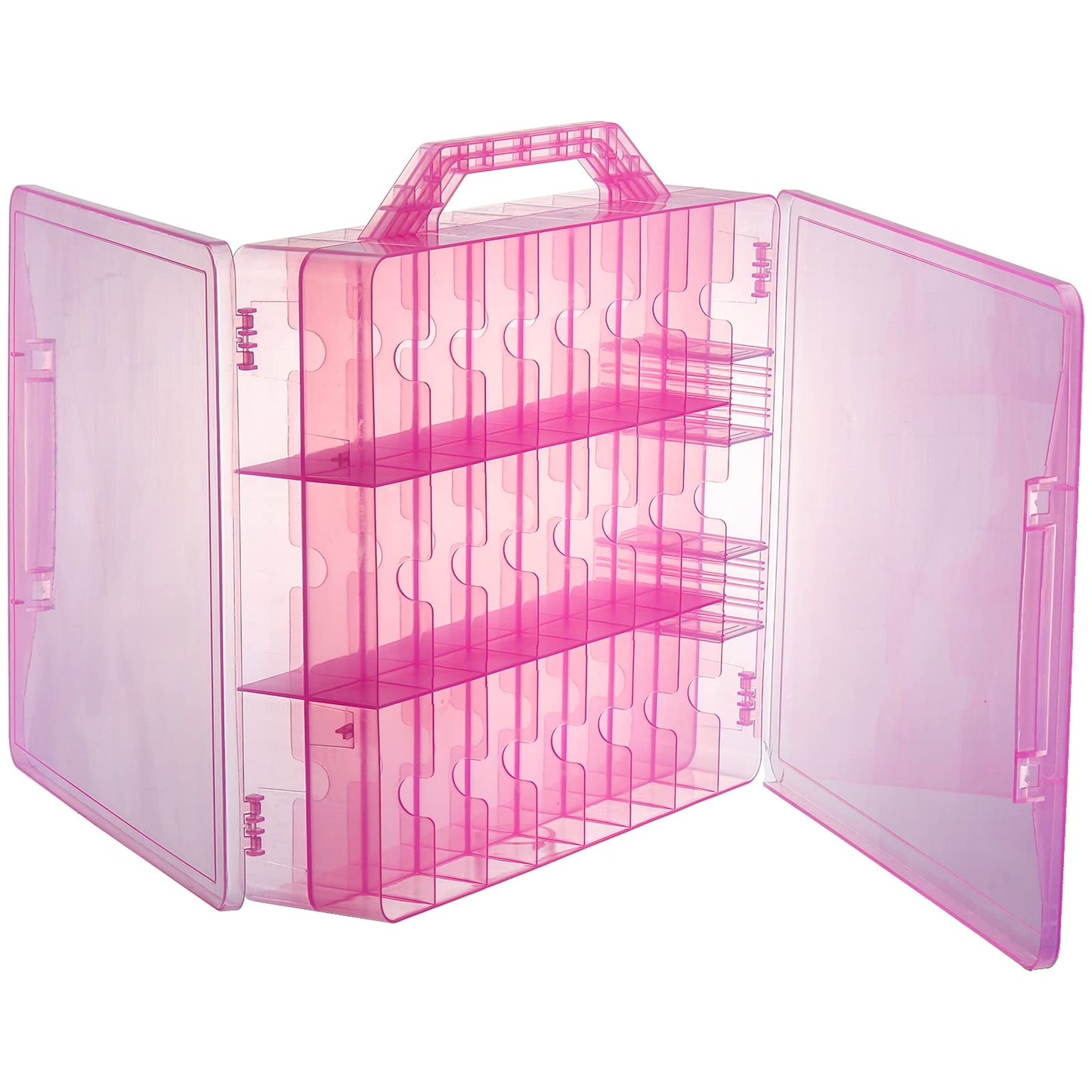 Foraineam 2 Pack Double Side Nail Polish Organizer Transparent Nail Tools Holder Box Portable Universal Nail Polish Carrying Case with 8 Adjustable Dividers for Storage Display