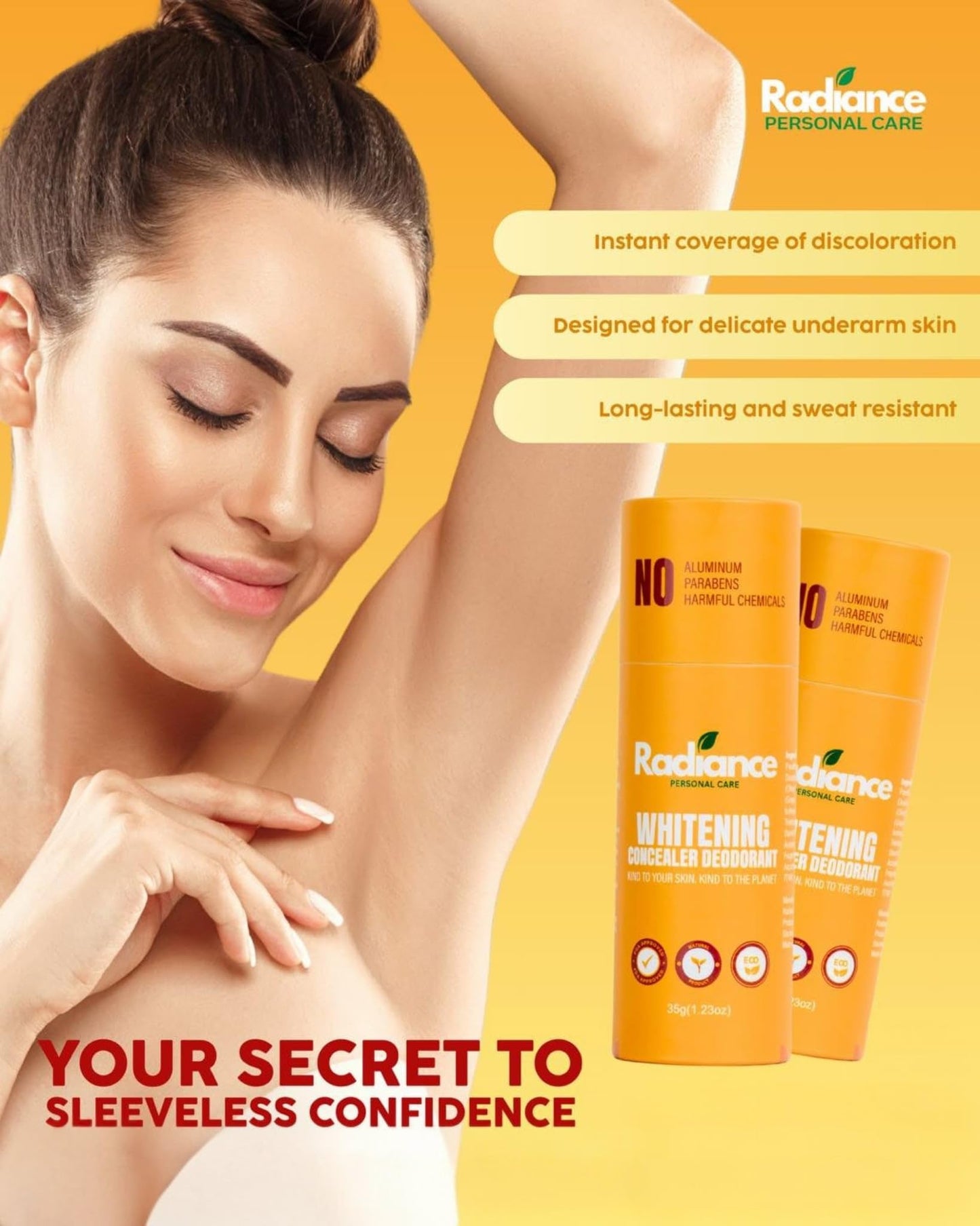 Radiance Personal Care Concealer Deodorant – Underarm Deodorant with Skin-Perfecting Coverage, Long-Lasting Freshness, Lightweight & Smooth Finish-Medium Shade