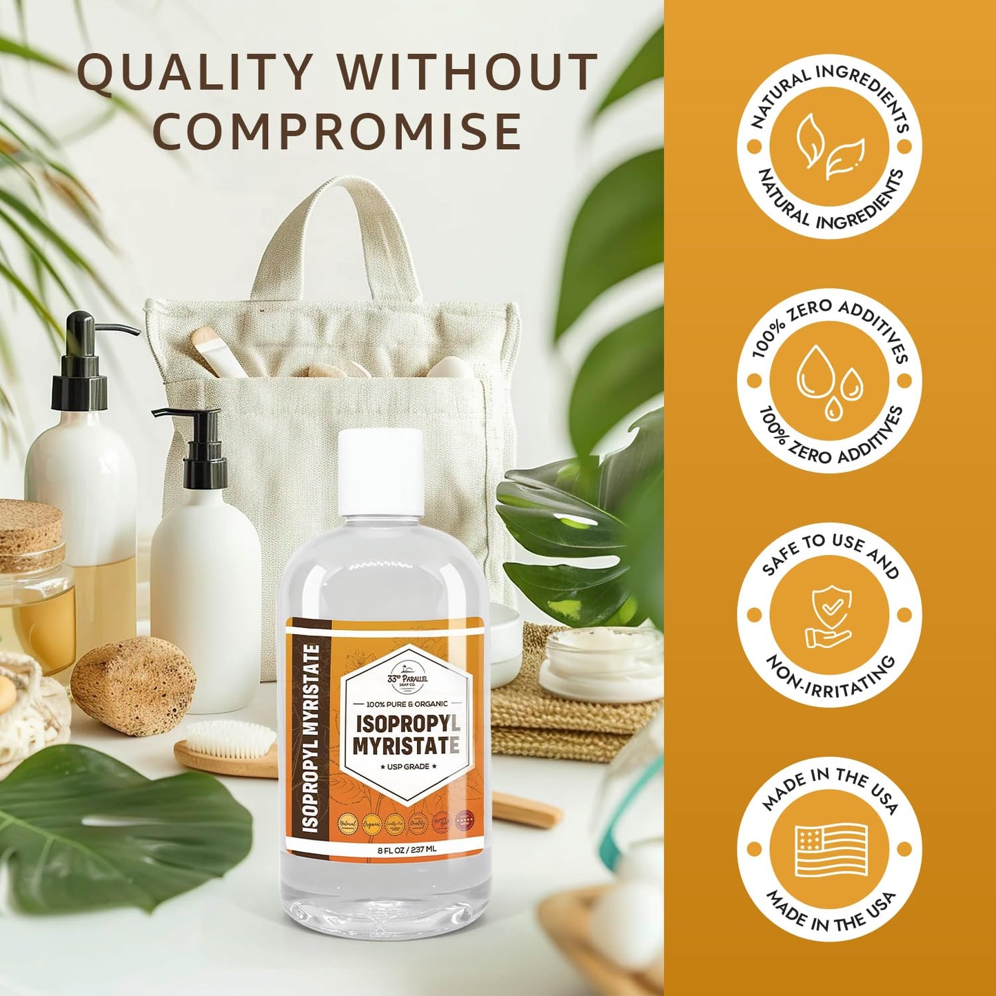 ISOPROPYL MYRISTATE (32 oz) Natural Plant Derived Cosmetic Grade IPM for Soap Making, Fragrances, Shampoo, Creams & Lotion, Makeup & Adhesive Remover, Antiperspirants & Deodorants | 32 Ounces