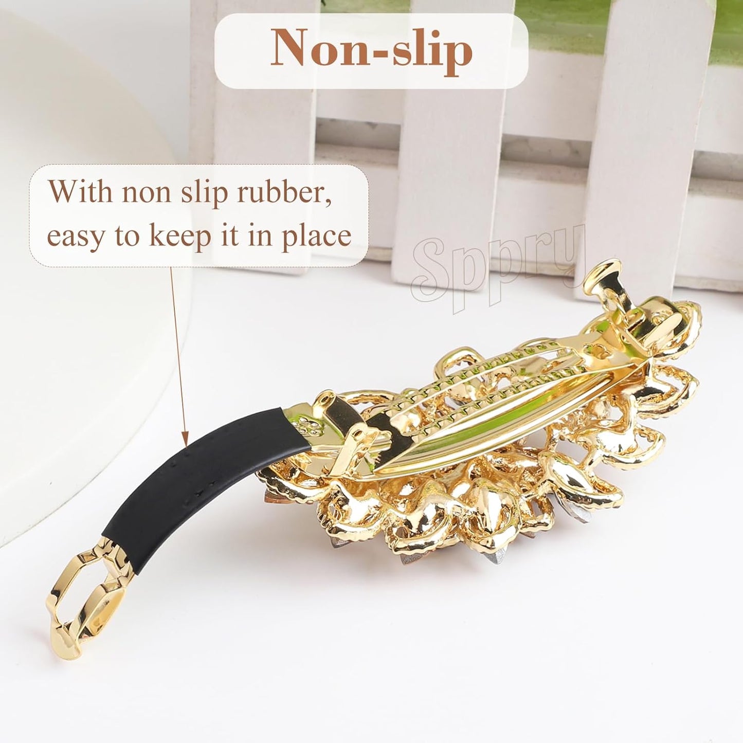 Rhinestone Hair Barrette - Luxury Gold-Plated Large Flower Design | Colorful Women's Hair Accessory