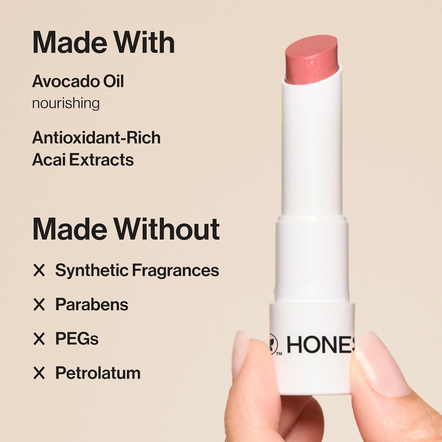 Moisturizing Vegan Tinted Lip Balm - Antioxidant-Rich Acai Extracts & Avocado Oil | Paraben-Free, Summer Melon