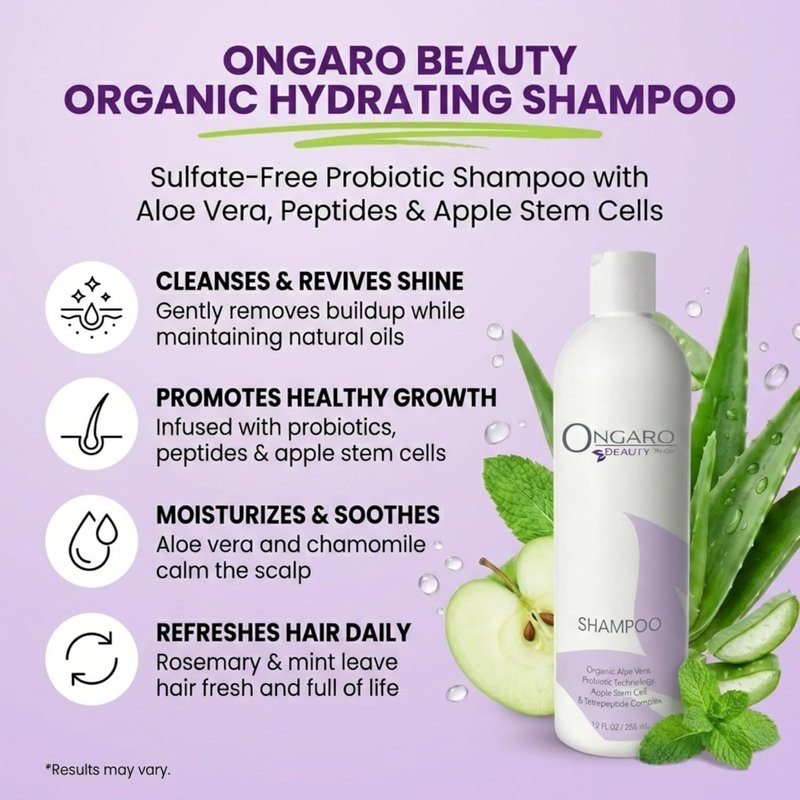 Organic Hydrating Shampoo - Sulfate-Free Probiotic Formula with Aloe Vera & Peptides | Promotes Healthy Hair Growth - 12 fl oz