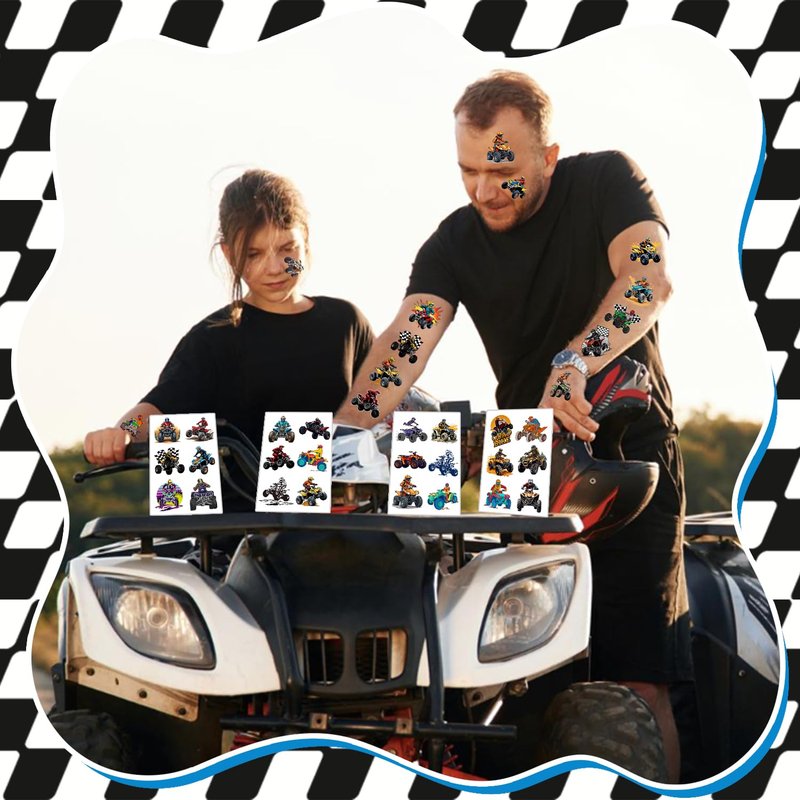 Four Wheeler ATV Quad Bike Temporary Tattoos - 144 PCS Party Favors for Kids & Teens | Fun Dirt Bike Decorations