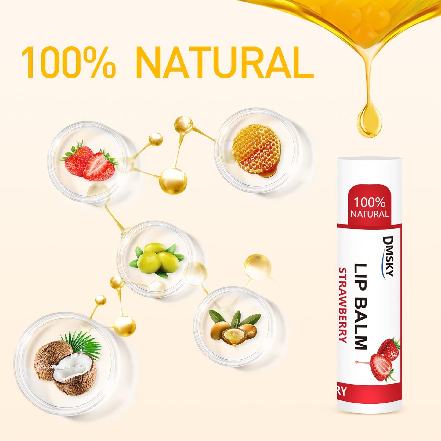 DMSKY 24 Pack Lip Balm Bulk, Moisturizing with Coconut Oil & Vitamin E for Dry Cracked Lips, Natural Lip Care Party Favors for Kids & Adults-12 Flavors