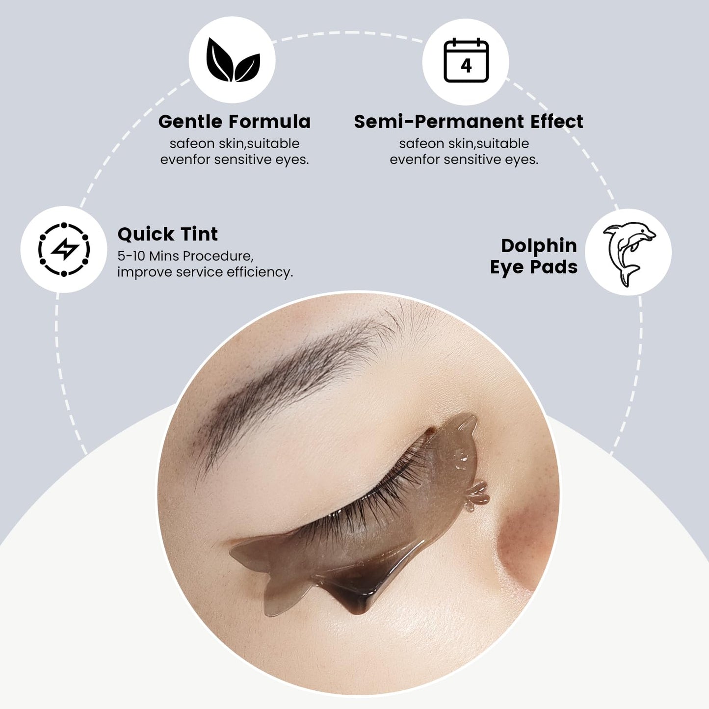Libeauty Lash Tint Kit with Reusable Dolphin Eye Mask, Eyebrow Tint Kit Black, Large Capacity Eyelash Tint for Salon and Home,15ML
