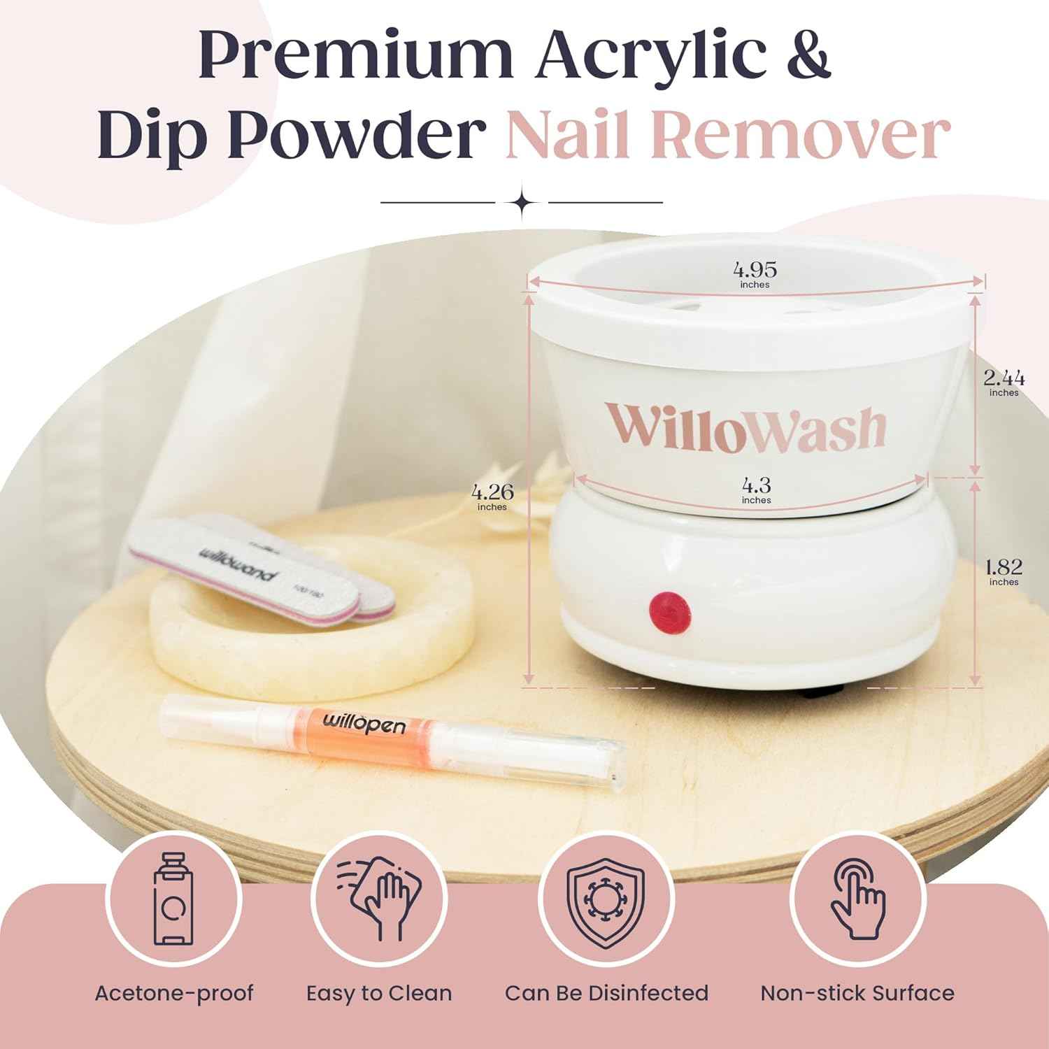 Willowash Electric Nail Soaking Bowl & Willopad Refills Bundle - Spa Quality Nail Care