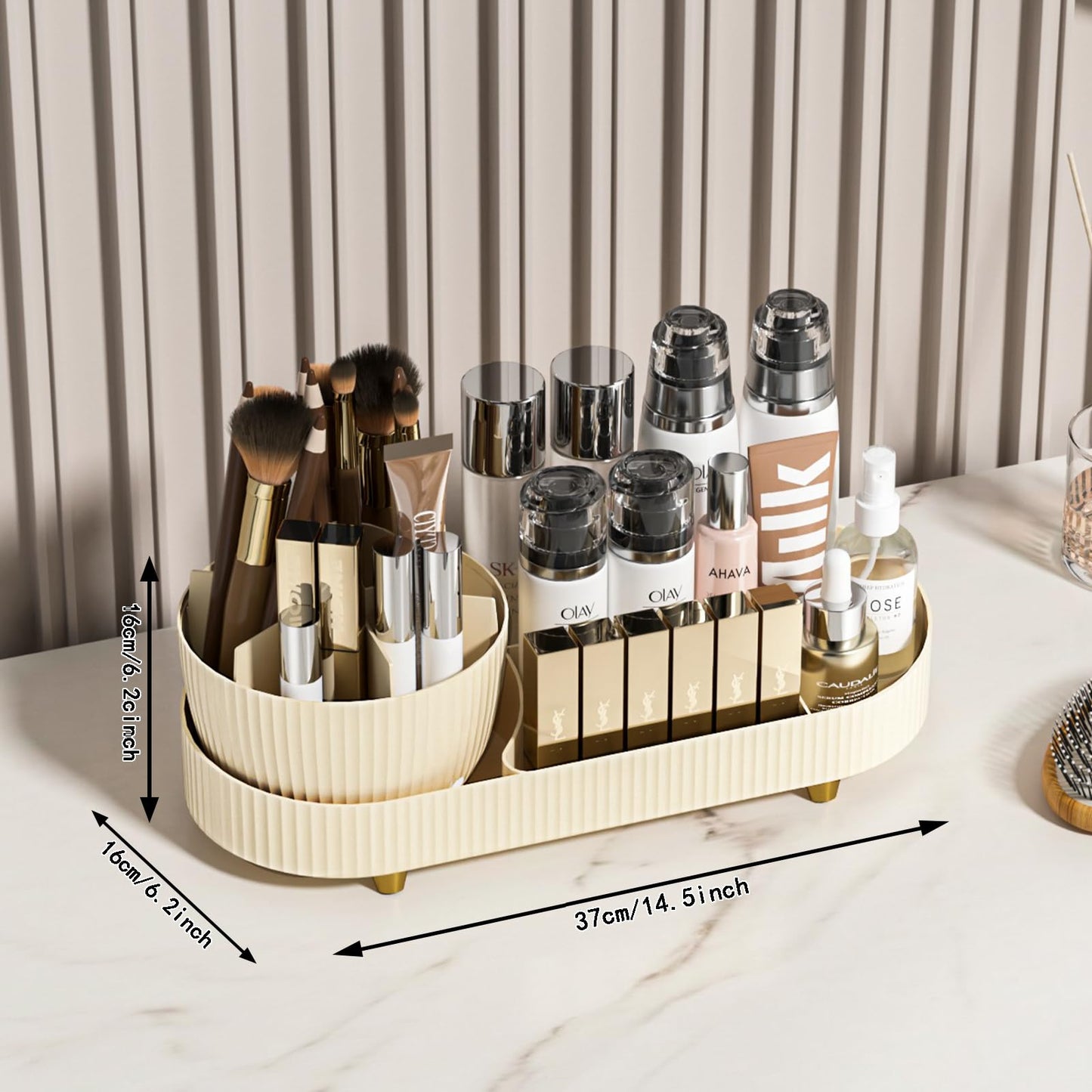 Covered Rotating Makeup Organizer with lid 360-Degree Rotation, Dust Cover-Perfect for Cosmetic Makeup Storage,Lotions Display Cases,Spinning Makeup Skincare Organizer,Countertop Perfume Organizer