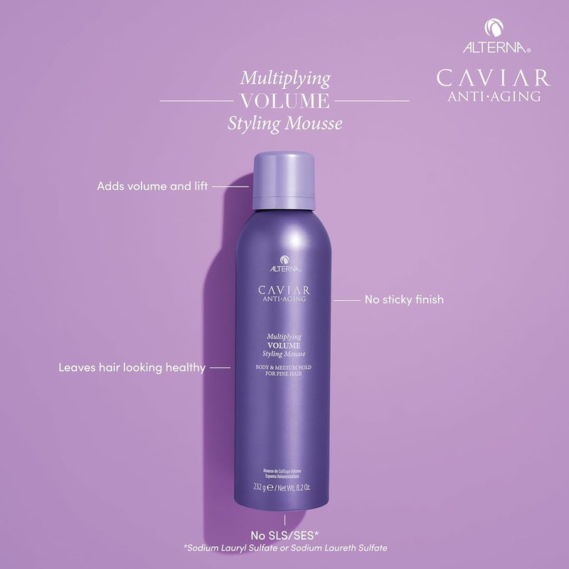 Alterna Haircare CAVIAR Anti-Aging Volume Styling Mousse - Medium Hold for Fine Hair | 8.2 Fl Oz