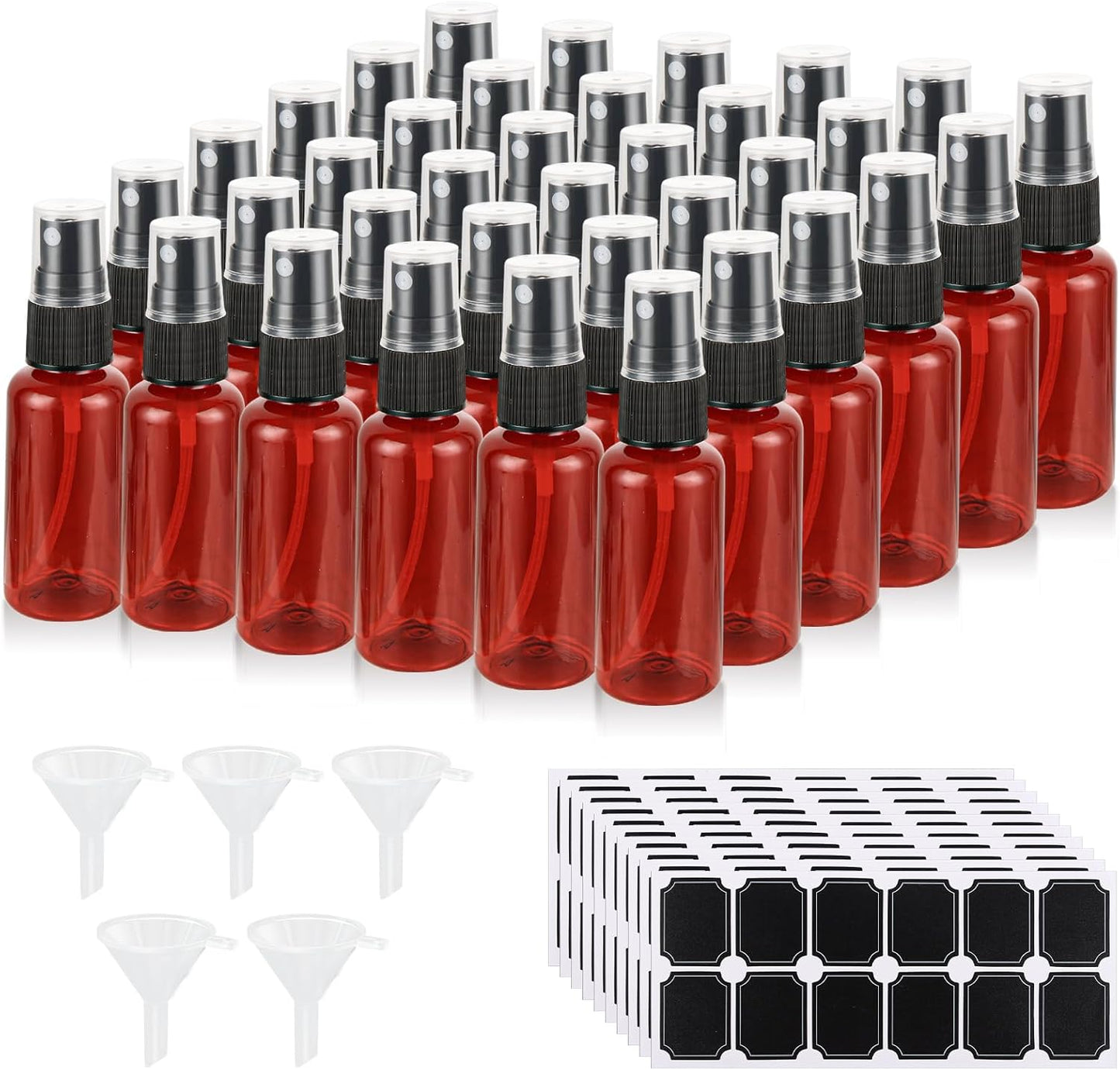 Amber Spray Bottles - 60 Pcs 1 oz Refillable Mini Spray Bottles | Anti-UV Fine Mist for Essential Oils
