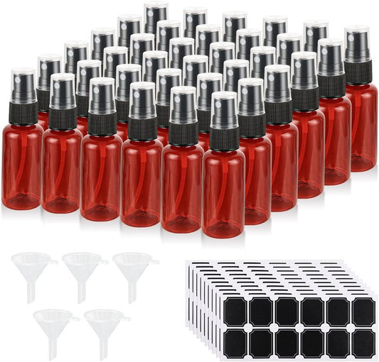 Amber Spray Bottles - 60 Pcs 1 oz Refillable Mini Spray Bottles | Anti-UV Fine Mist for Essential Oils