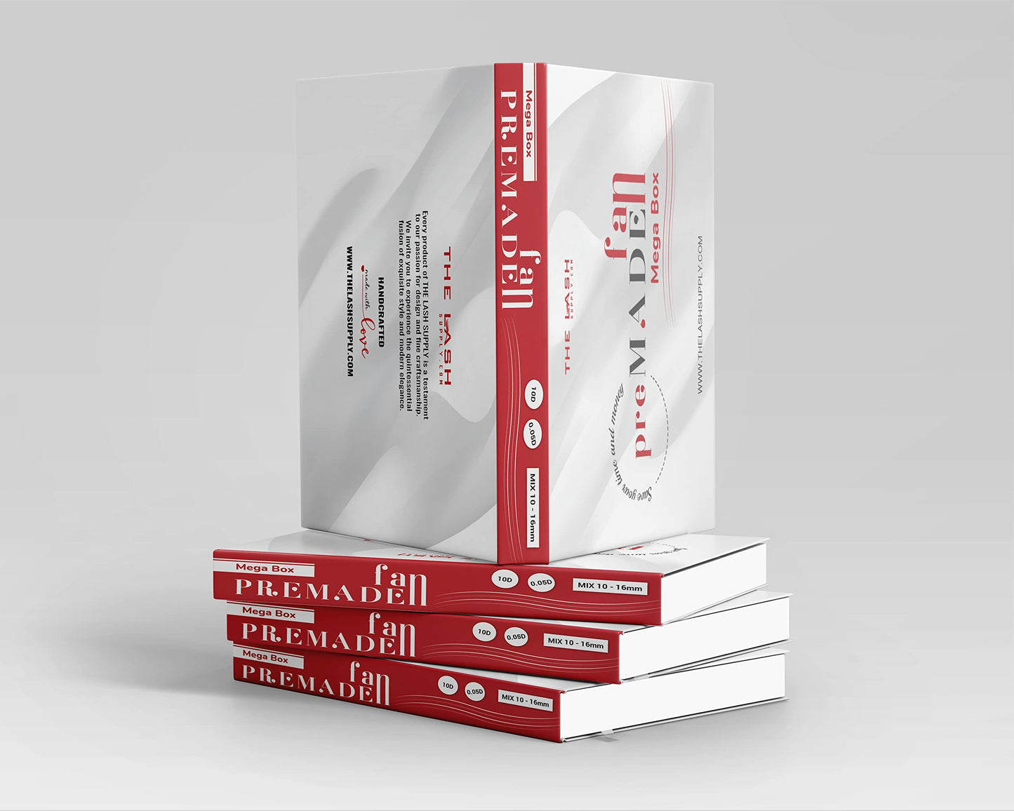 THE LASH SUPPLY 600 Fans, 5D Volume Promade Fan Mega Box, C/D Curl, Length 9-20mm, 0.07 Thickness, Natural and Long-lasting Curl, Promade Eyelash Extension Fans