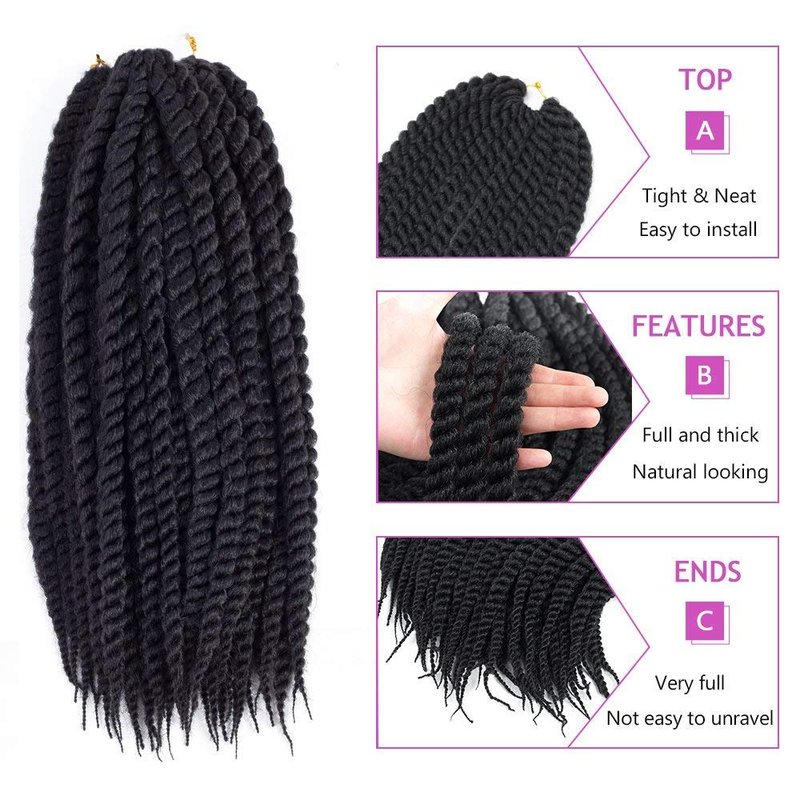 Admutty Havana Twist Crochet Hair, Jumbo Senegalese Twist Pre-Looped Synthetic Braiding Hair for Women, Soft & Lightweight Pre-Twisted Crochet Braids