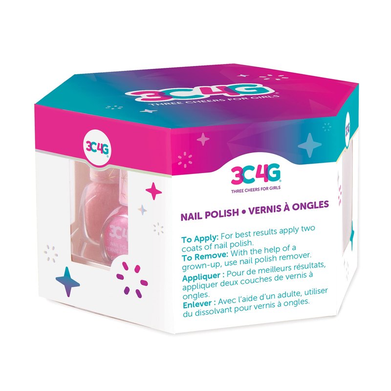 3C4G Pink and Gold Hexagon 5 Pack Nail Polish - Shimmer Nail Polish Set for Girls & Teens - Includes 5 Colors - Non-Toxic Nail Polish Kit for Kids - Ages 8+ by Make It Real